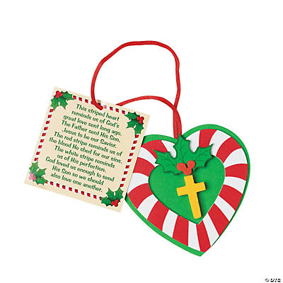 Candy Cane Cross Heart Ornament Craft Kit 12pk